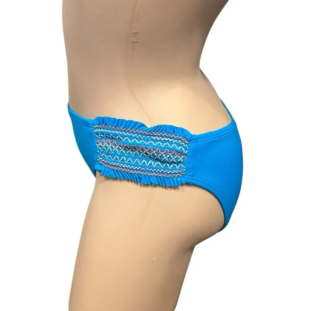 Lucky Brand Womens 2 Piece‎ Bandeau Blue Small /med Babydoll Y2K Swimsuit Ruffle